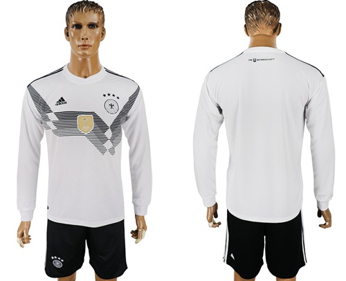 Germany Blank White Home Long Sleeves Soccer Country Jersey - Click Image to Close